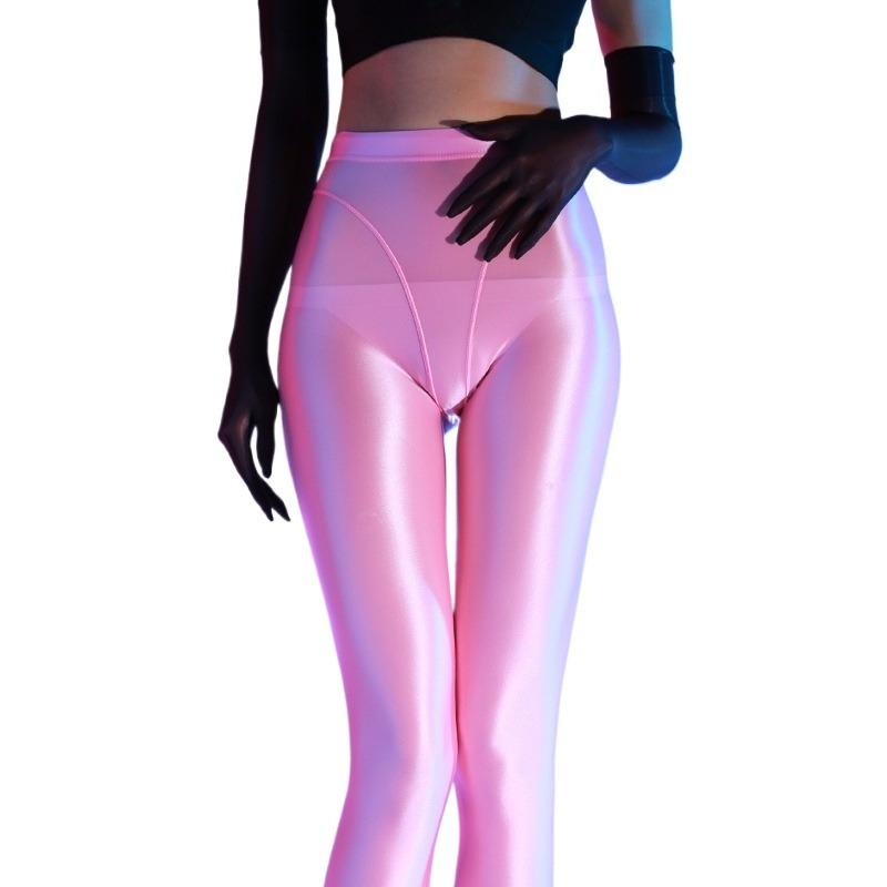 Women Sexy Oily Shiny Bodystocking Sherbin Socks Leggings 80D Dance Yoga High Elasticity Smooth Open Crotch Pantyhose Hosiery