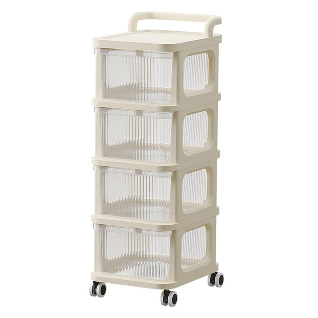 Rollwagen mit durchsichtiger Schublade Multifunktionaler Rollender Aufbewahrungswagen Organizer mit Rädern für Schlafzimmer