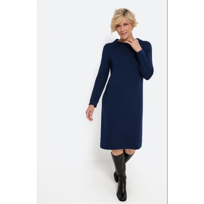 

American Foreign Trade Surplus Single Tail Goods German Single Soft and Comfortable Modal Spring and Autumn Women s Long-Sleeved Professional Dress Navy 2XL