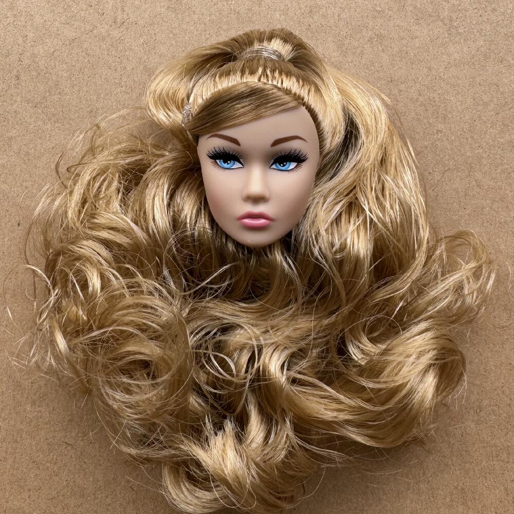 Vintage 1/6 PP Face Mold Doll Heads Fashion Doll Head With Pony Tail Hair Bang Make Up DIY Toy Parts Girls Birthday Gifts