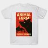 Herrar Svart Tryckt T-shirt Animal Farm - George Orwell. Framsida Ingen Skärning Transferpapper Tryck Bomulls T-shirt