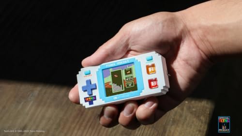 Tetris Pixel Player: Officially Licensed Tiny Tetris Video Game, Strategic Puzzle Game with 10 Bonus Games, Portable Keychain Arcade Game for Kids and