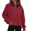 Women's Autumn/Winter Solid Color Half-Zip Cropped Hoodie - European & American Style