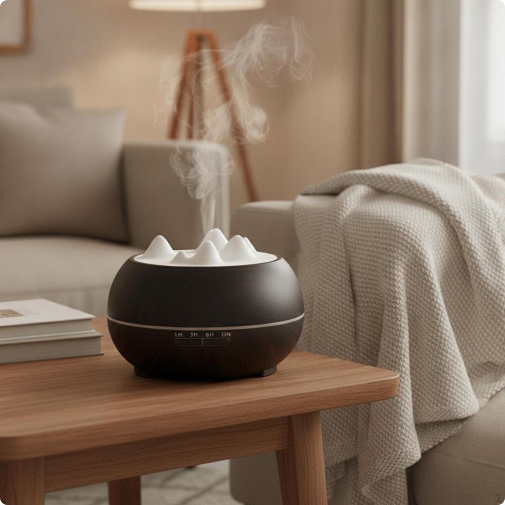 Humidifier with Remote Control | Adjustable, Decorative, Wood Grain Humidifier, for Bedside Table