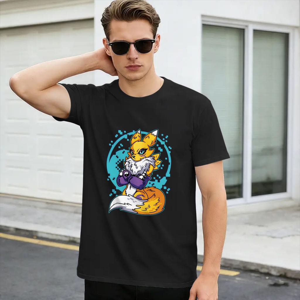 Moiré Renamon Spirit T-Shirt Couple  Streetwear T-Shirts Summer O Neck Hippie Tee Shirt Hot Sale Plus Size Tops,