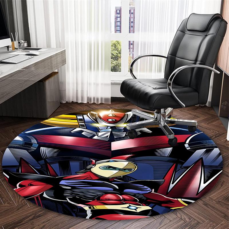1pc UFO Robot Grendizer7 Print Round Carpet Chair Round Carpet Suitable for Bedroom Living Room Home Decorative Carpet