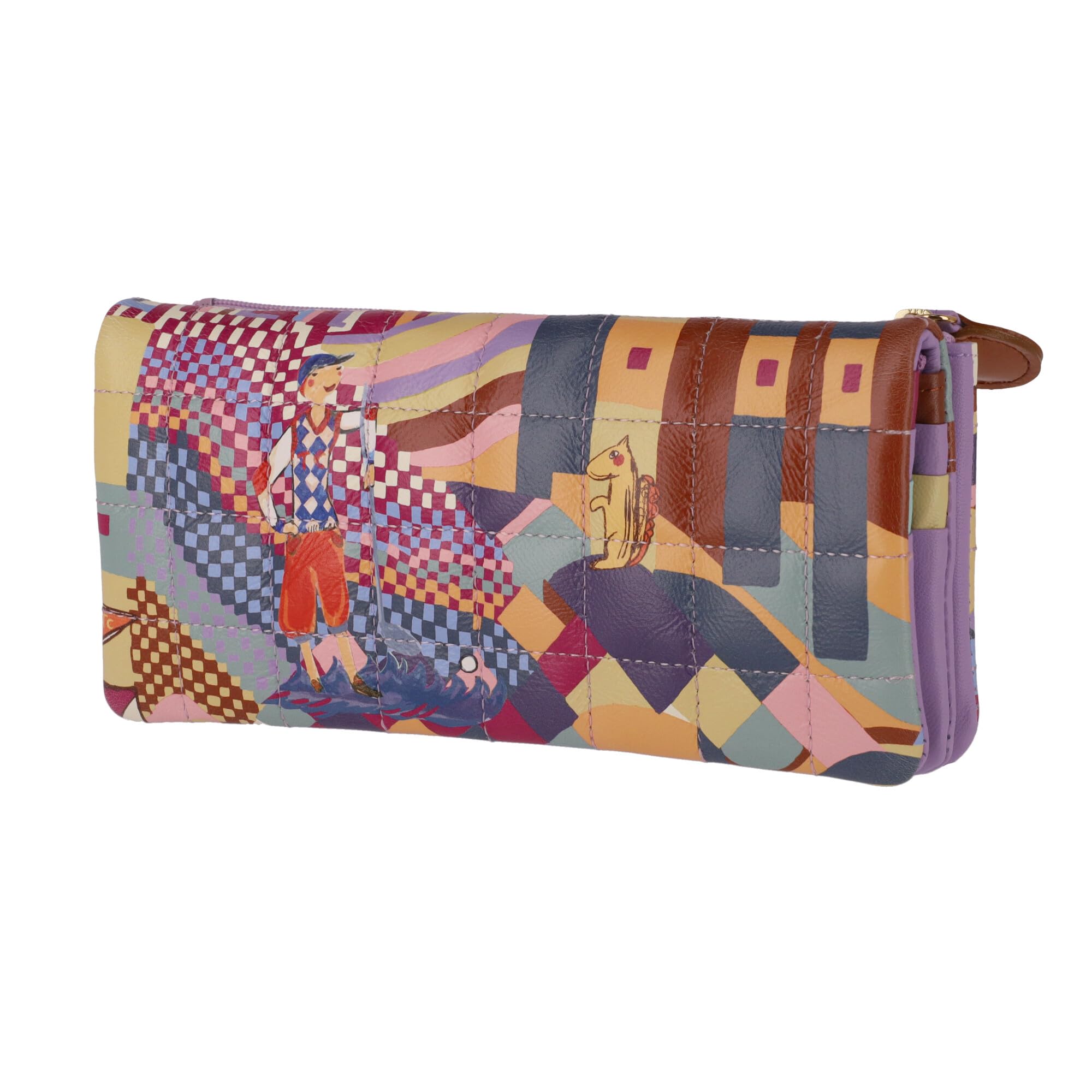 Tsumori Chisato Цветной Пейзаж Длинный Кошелек с Клапаном, Лавандовый