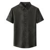 Camiseta de Verano para Hombre Estilo Hong Kong Cuello Suelto Camisa de Manga Corta para Hombre Camisa para Hombre