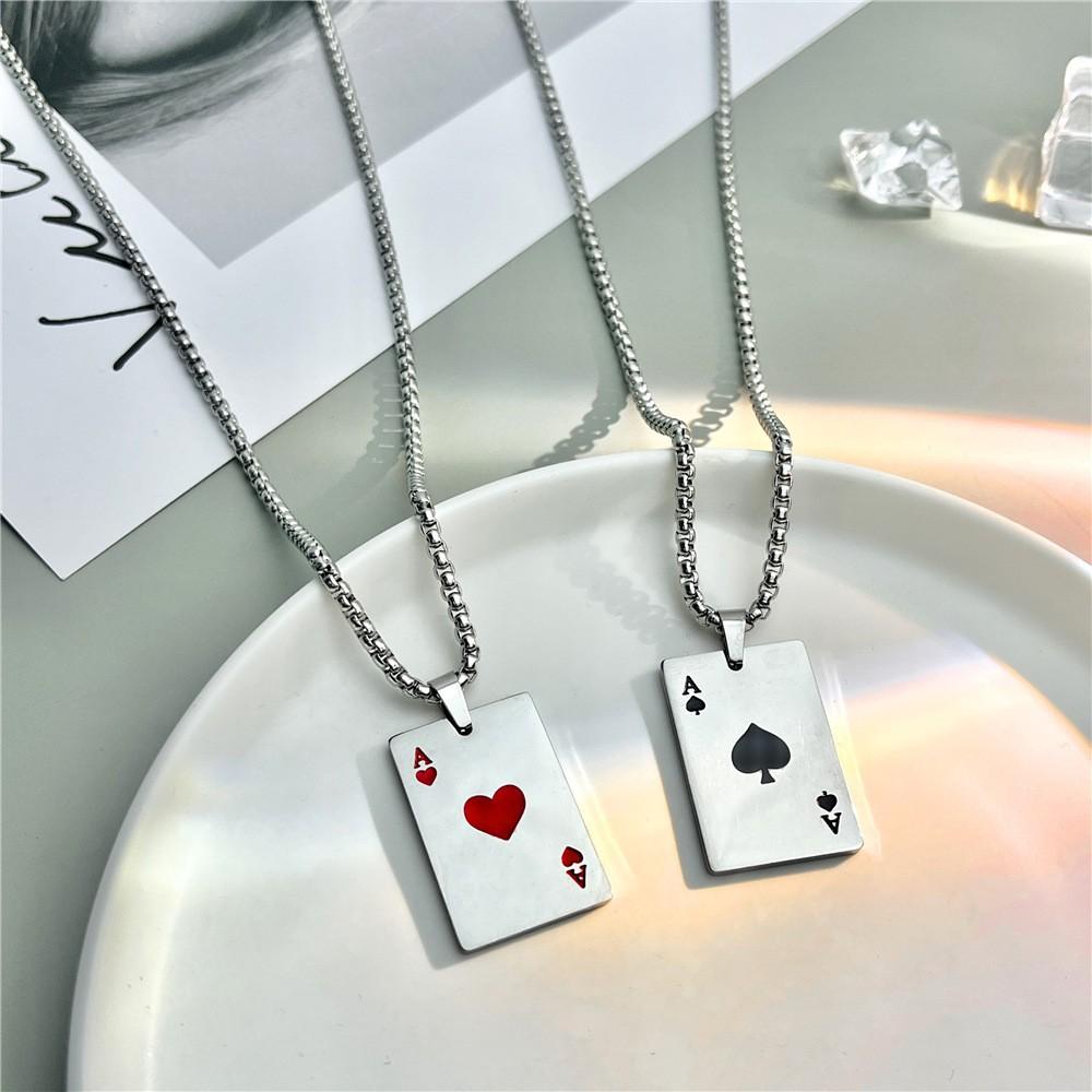 Hip Hop Poker Pik Ass Herz Ass Männer und Frauen Partner Halskette Schlüsselanhänger Schmuck