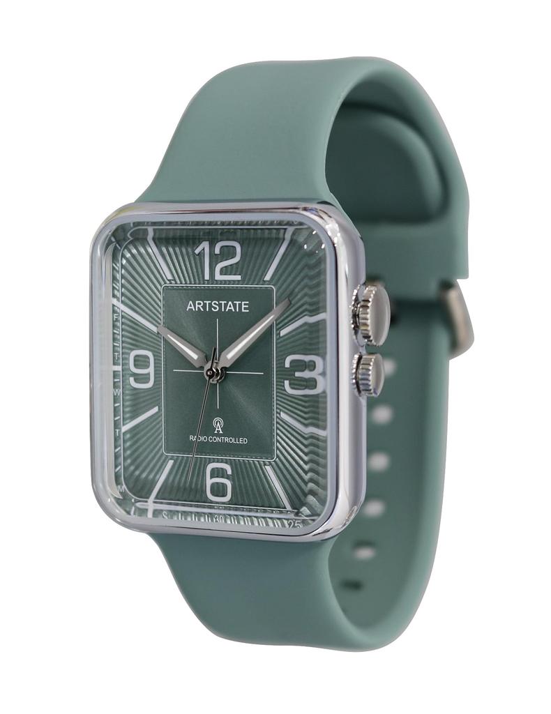TPU Square Long Life [ARTSTATE AS3260] Herren-Funkuhr, Armband, Zifferblatt, (GRÜN)