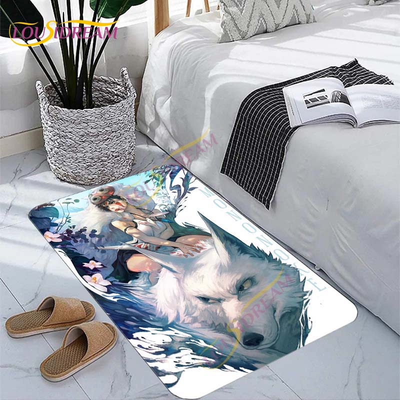 Princess Mononoke Area Rugs 3D Cartoon Pattern Art Print Rug Large Carpet Rugs for Living Room Bedroom Anime Cute Floor Mats