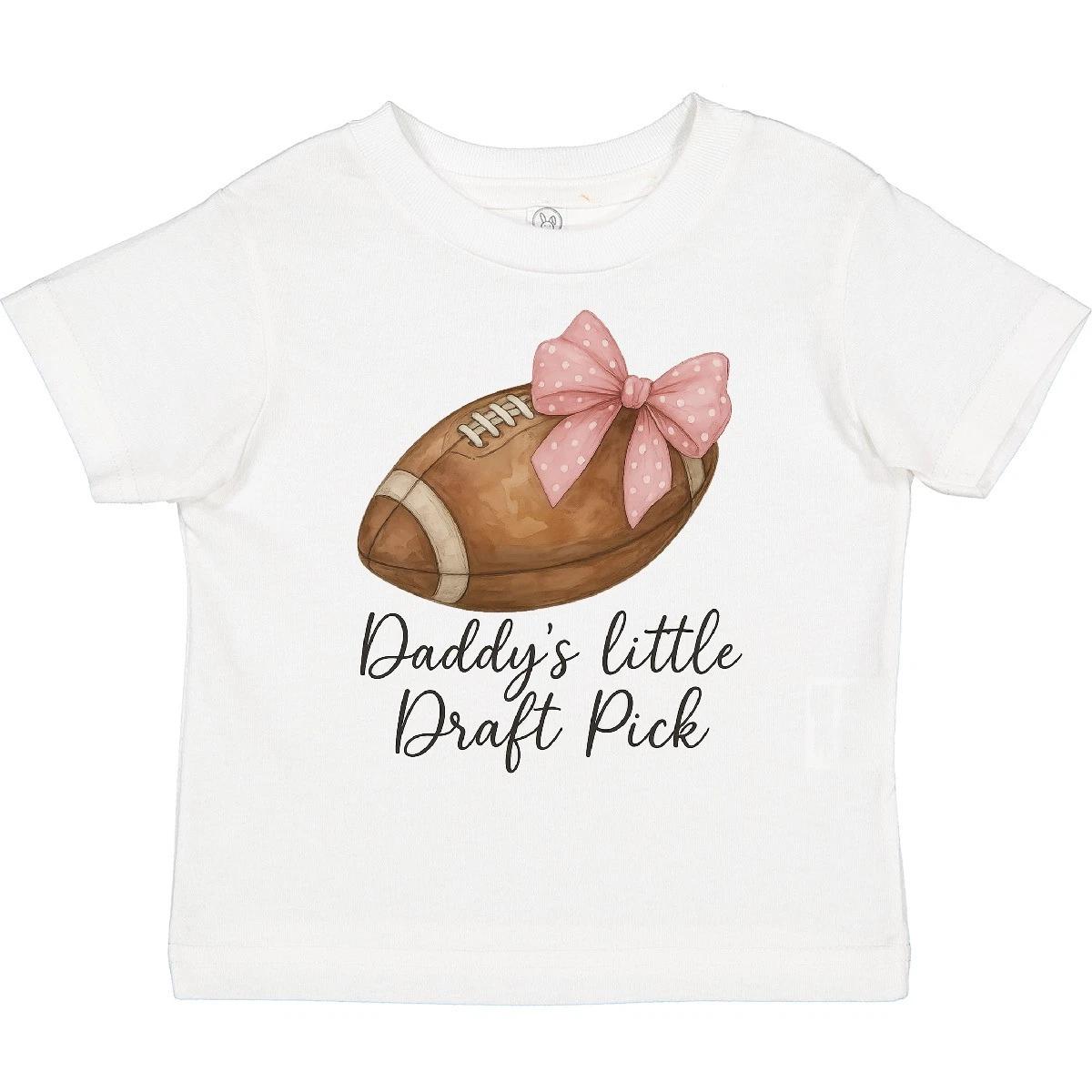 Inktastic Daddy s Little Draft Pick Football Pink Bow Toddler T-Shirt Outfit Kid 150