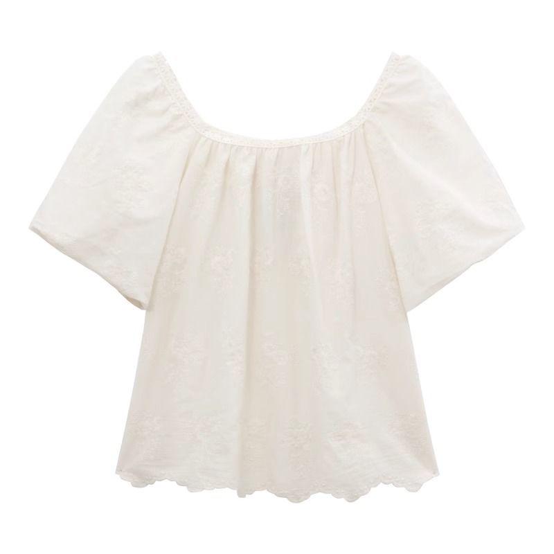 French Chic Summer 2026 Lace-Trim Shirt & Pants Set for Women L
