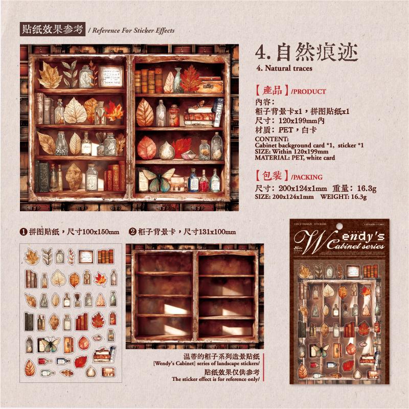 2 Stück/Packung Wendy's Schrank Serie Kreatives Retro Bücherregal DIY Lagerung Miniatur Szene Aufkleber Lustige Scrapbook Deko Aufkleber