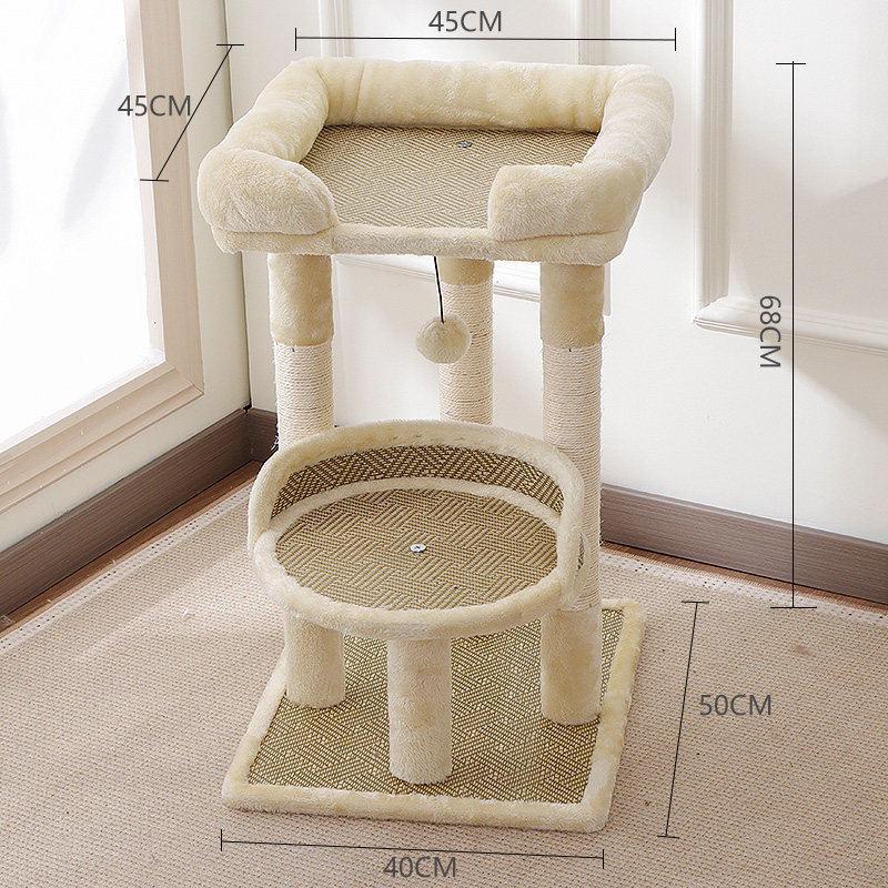 Kompaktowy transgraniczny drapak dla kota: Duże drzewko dla kota ze zintegrowanym legowiskiem, konstrukcja oszczędzająca miejsce, styl zagraniczny