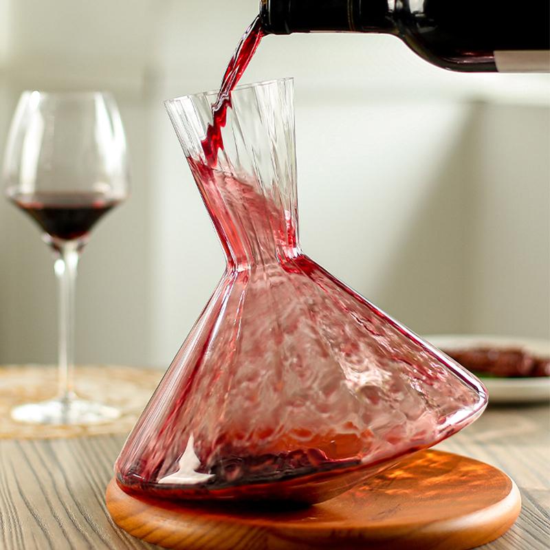 Creative Spinning Tumbler Style Red Wine Decanter  33.8(fl.oz) - Hand Blown Lead-free Crystal Glass Red Wine Carafe Wine Gift