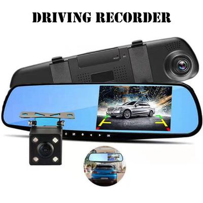 4.3 Inches Car DVR Front Rear Dual Camera Wide Angle Night Vision 4 LED Lights Video Loop Recording High Clarity Auto Dash Cam Car Accessories