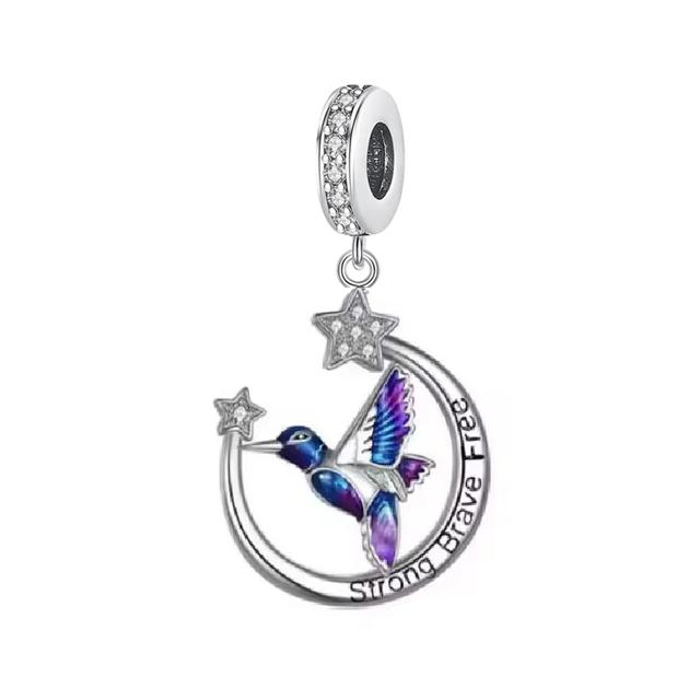 New Fashion Copper Plating Early Spring Series Woodpecker Magpie Maple Leaf Charm Bead Fit Original Bracelet Diy Women Jewelry