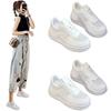 New Leather Mesh Fabric Women's White Casual Woman Vulcanize Sneakers Breathable Sport Walking Running Platform Flats Shoes