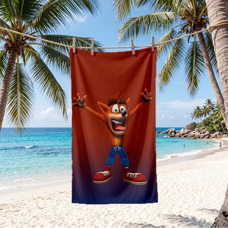 Crash Bandicoot (5) Beach Towel Large Towel For Pool Summer Vacation Bath Gift