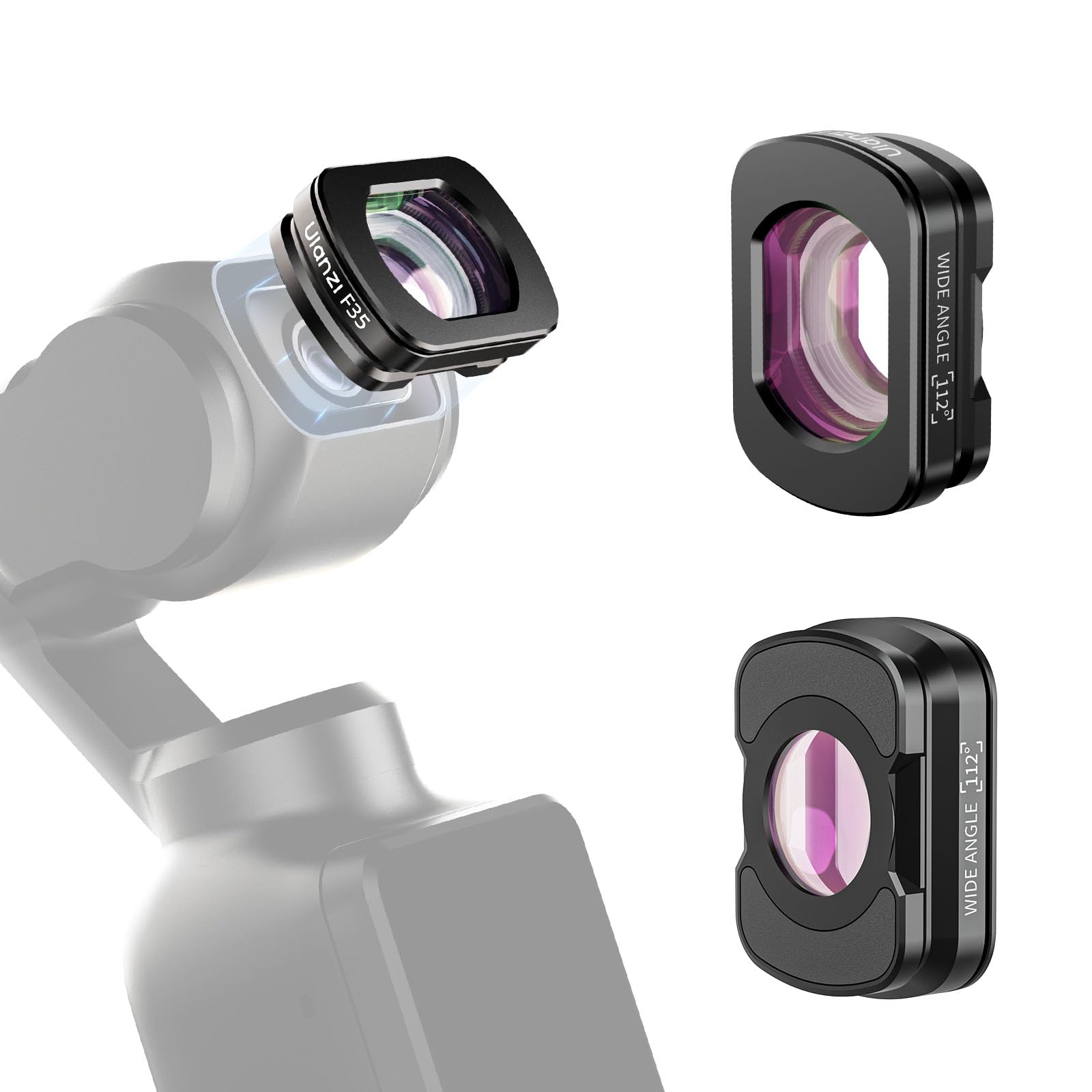 

Ulanzi Pocket 3 Filter Magnetic Optical Aluminum Focusing Nano and 1 Filter Wide-Angle PK-07 Filter, Glass, Frame, 112° Range, Multi-Layer Coating,