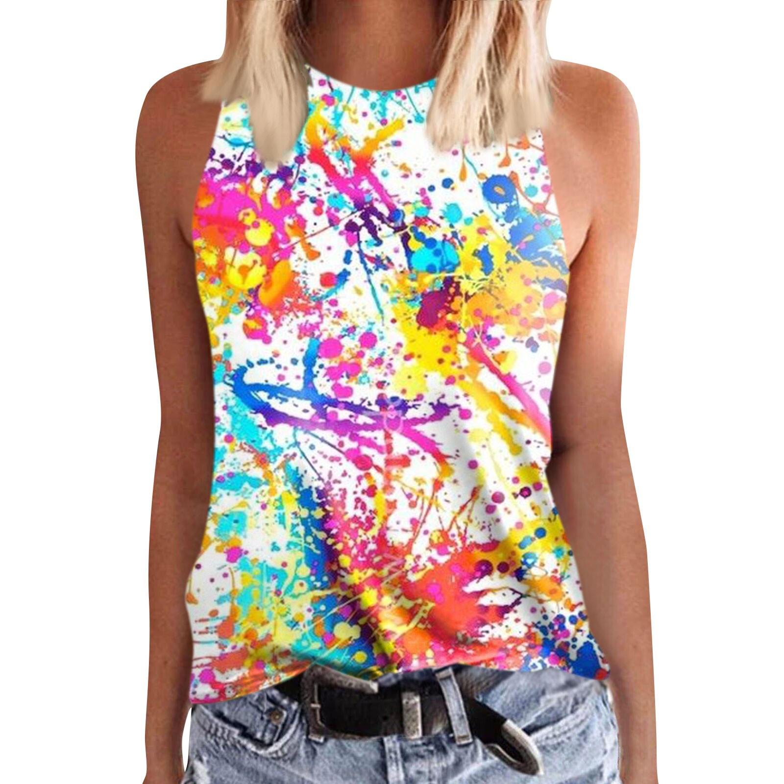 

Женская летняя сексуальная майка без рукавов с ярким принтом S