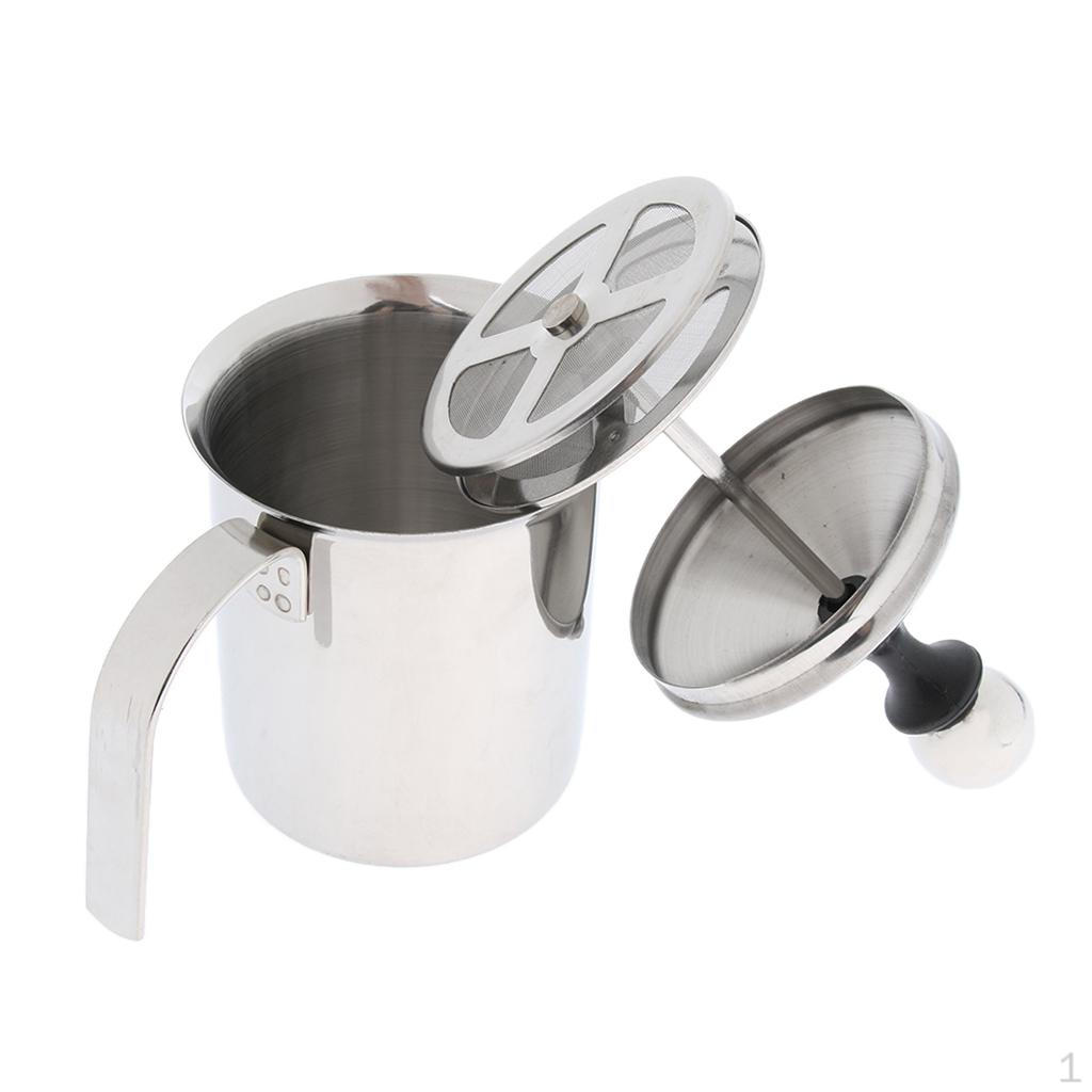 1Pc 400ml/800ml Stainless Steel Double Mesh Frother Creamer