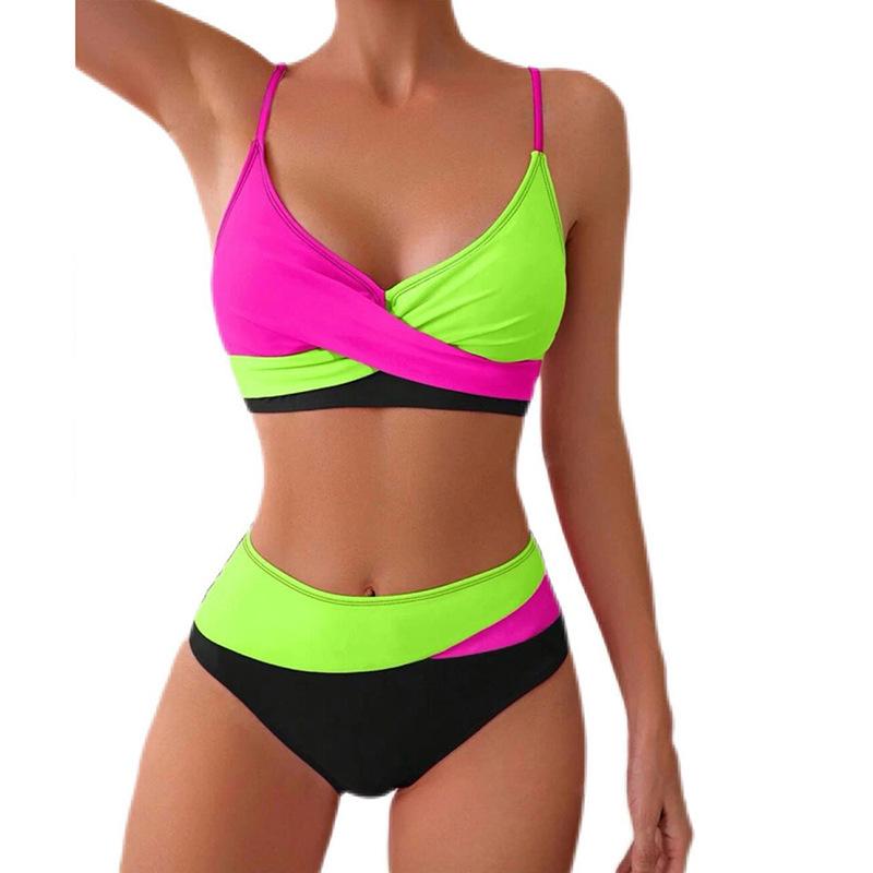 2025 Colorblock Bikini Split Swimsuit - Women's European & American Beach Swimwear