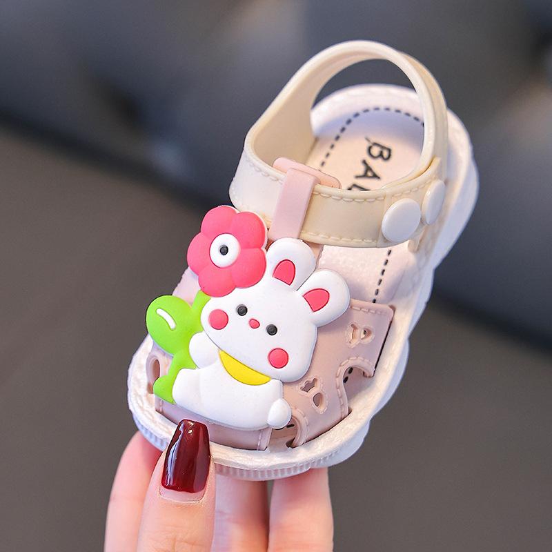 Girls' Sandals Summer 0-3 Years Old Baby Baotou Baby Toddler Shoes Non-slip Soft Sole Home Wear Children's Sandals