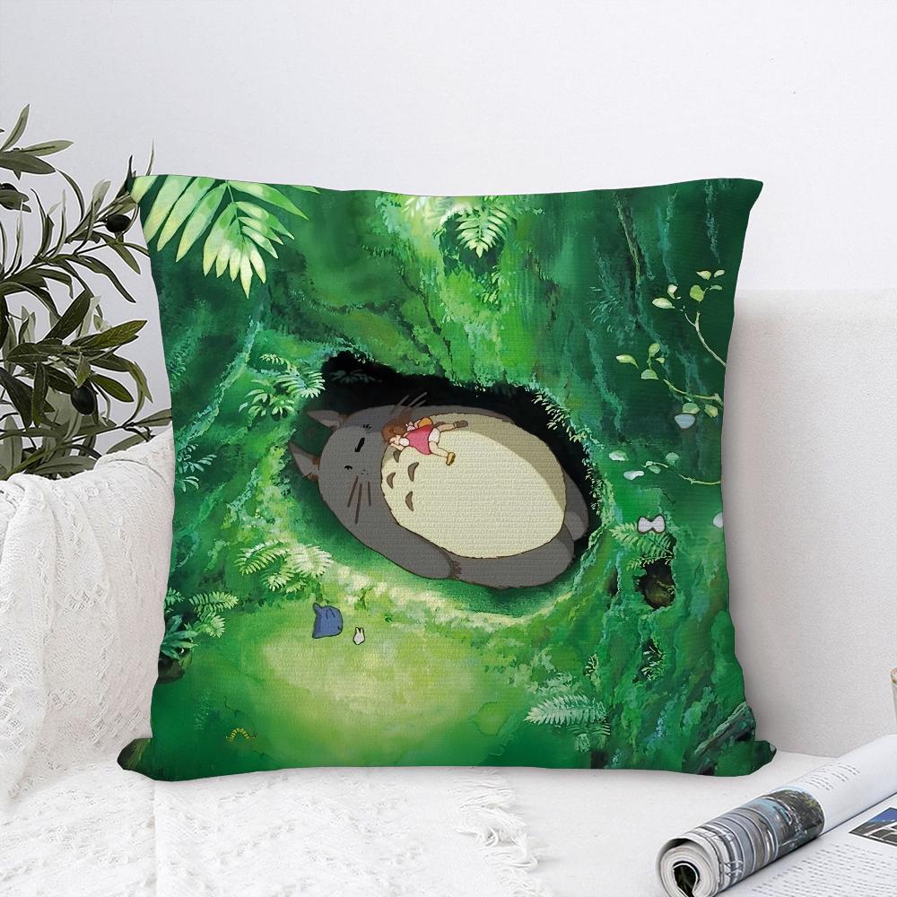 Kawaii Cute T-Totoroes Pillow Case Sofa Decorative Home Double-sided Print Plush Square Throw Pillow Covers Cushion Decor Cover