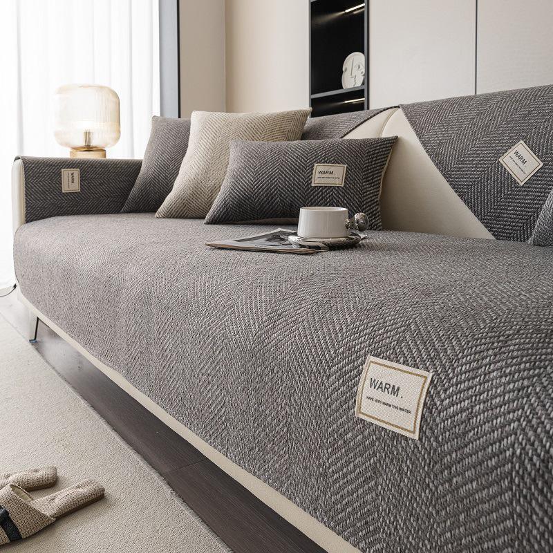 

Сеню 2025 Чехол на диван противоскользящий Четыре сезона : Подушка из имитации хлопка и льна 70x150 cm темно-серого