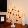 25" Valentine's Day LED Lighted Birch Tree 24 LEDs Artificial Tree Light with Heart Ornaments Romantic Tabletop Decoration for Home Indoor Table Decor