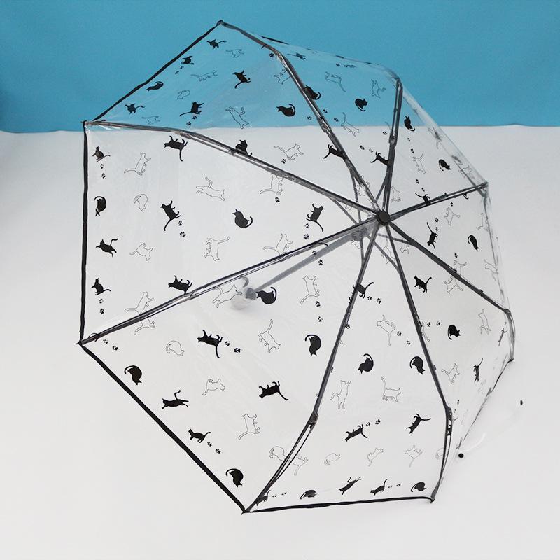 Dual-Use Automatic Transparent POE Umbrella - Xiaohongshu Style with Cats and Dogs Design