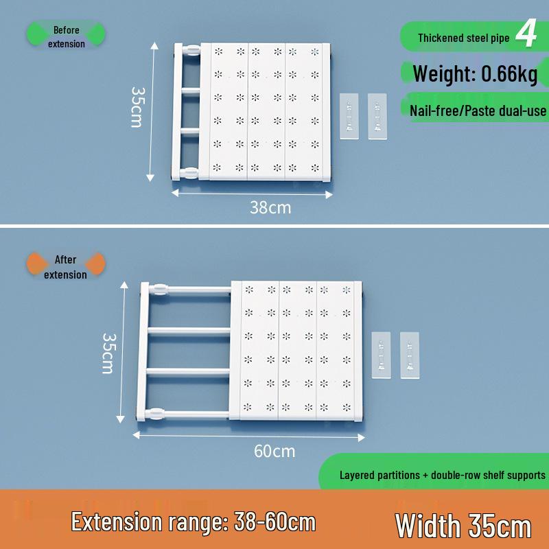 Wall-Mounted Retractable Closet Partition Shelf - No Drill Required