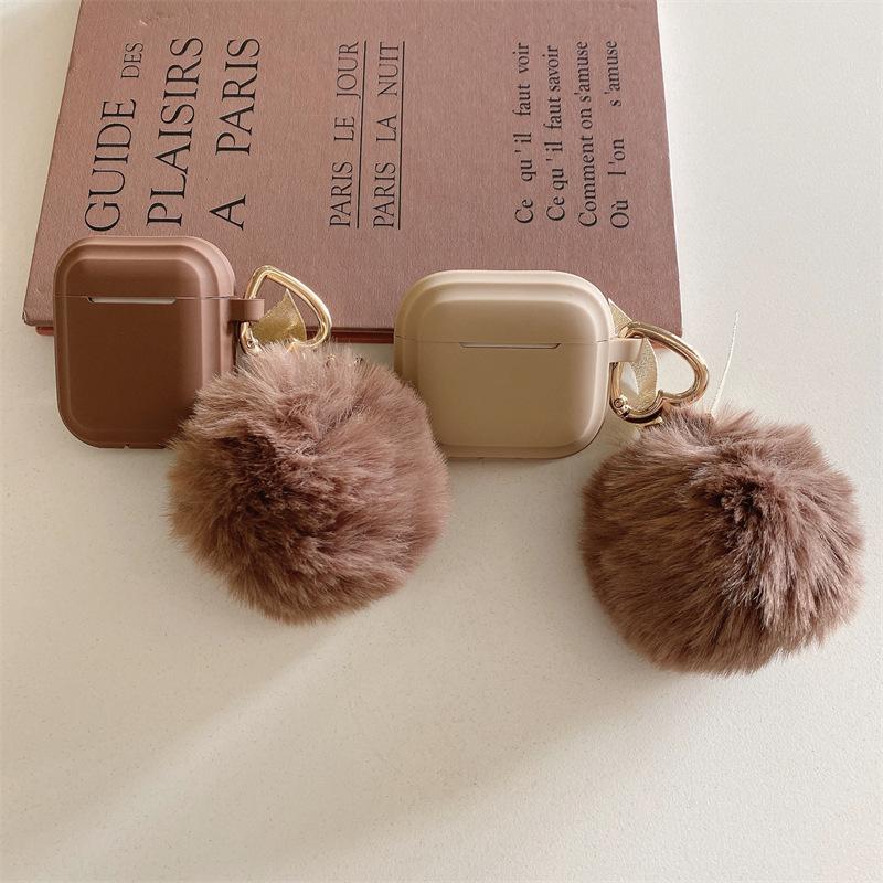 Simple Ins Solid Color Hairball Suitable for AirPods 1 Generation Protective Case Second Generation 1 Generation Pro1 Apple Bluetooth Headset Case