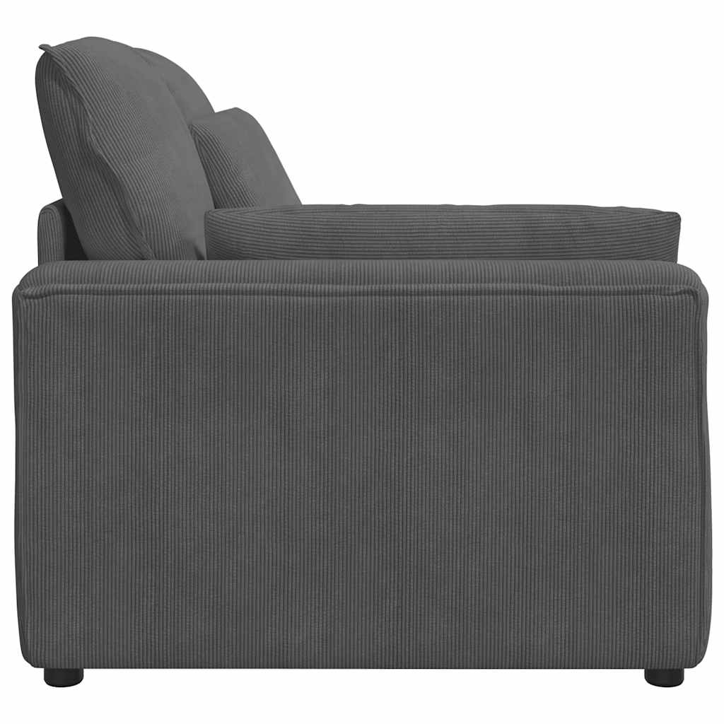 Modular Sofa End Module with Armrest Dark Gray Cushions 100 Cm