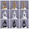 3pcs Thinker Statue Collectible Resin Abstract Character Sculptures Desktop Ornaments Christmas Gifts Home Decor for Living Room