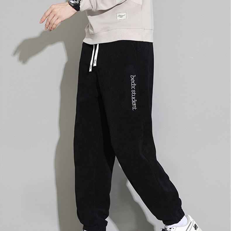 Moss Stripes Pants Men's Spring Loose Casual Sports Long Sweatpants Embroidered Drawstring Pants