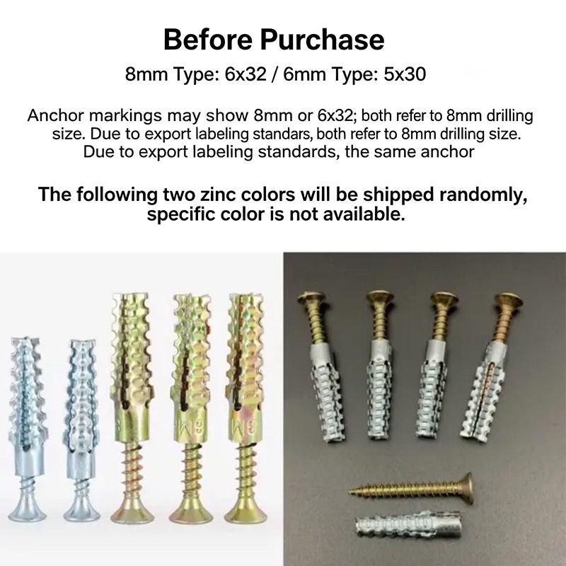 Light Duty Metal Expansion Anchors 1Pcs Strong Load Anti-Loosening Design for Household Shelf Mounting Repair