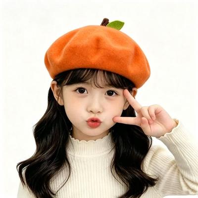 Autumn and Winter Popular European and American Fashion Children's Cute Versatile Wool Beret Christmas Wind Warm Beret
