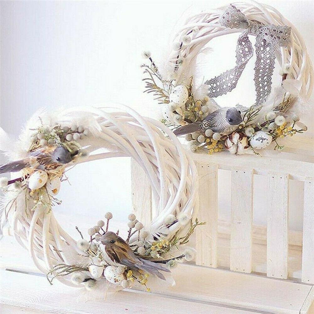 10-30CM Home Window Door Xmas Party Decorations Vine Ring White Wreath Christmas Rattan Ring Wreath Wicker Garland Hanging