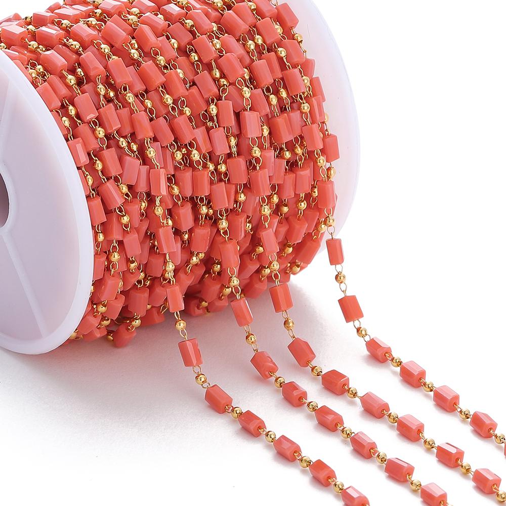 1Meter Bohemian Necklace Chain Cuboid Cube Beads Chains for DIY Necklace Bracelets Jewelry Making Accessories Handmade Chain