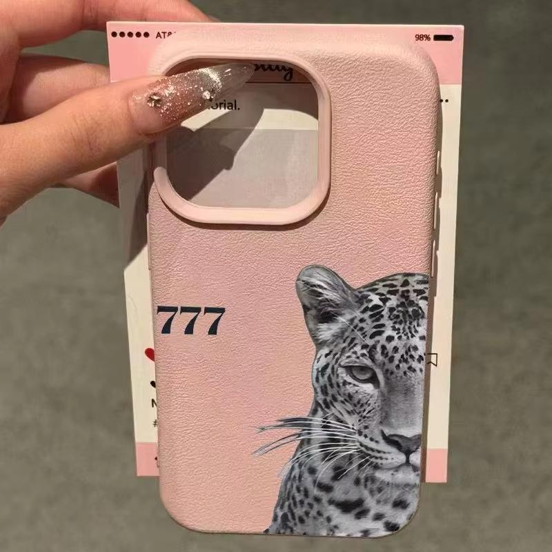 Stylische graue Leoparden-Ziffer 7 Digital Design Handyhülle für iPhone 17 16 Pro Max 15 14 13 12 11 7 8 Plus 16E 17Air XS X XR Hülle