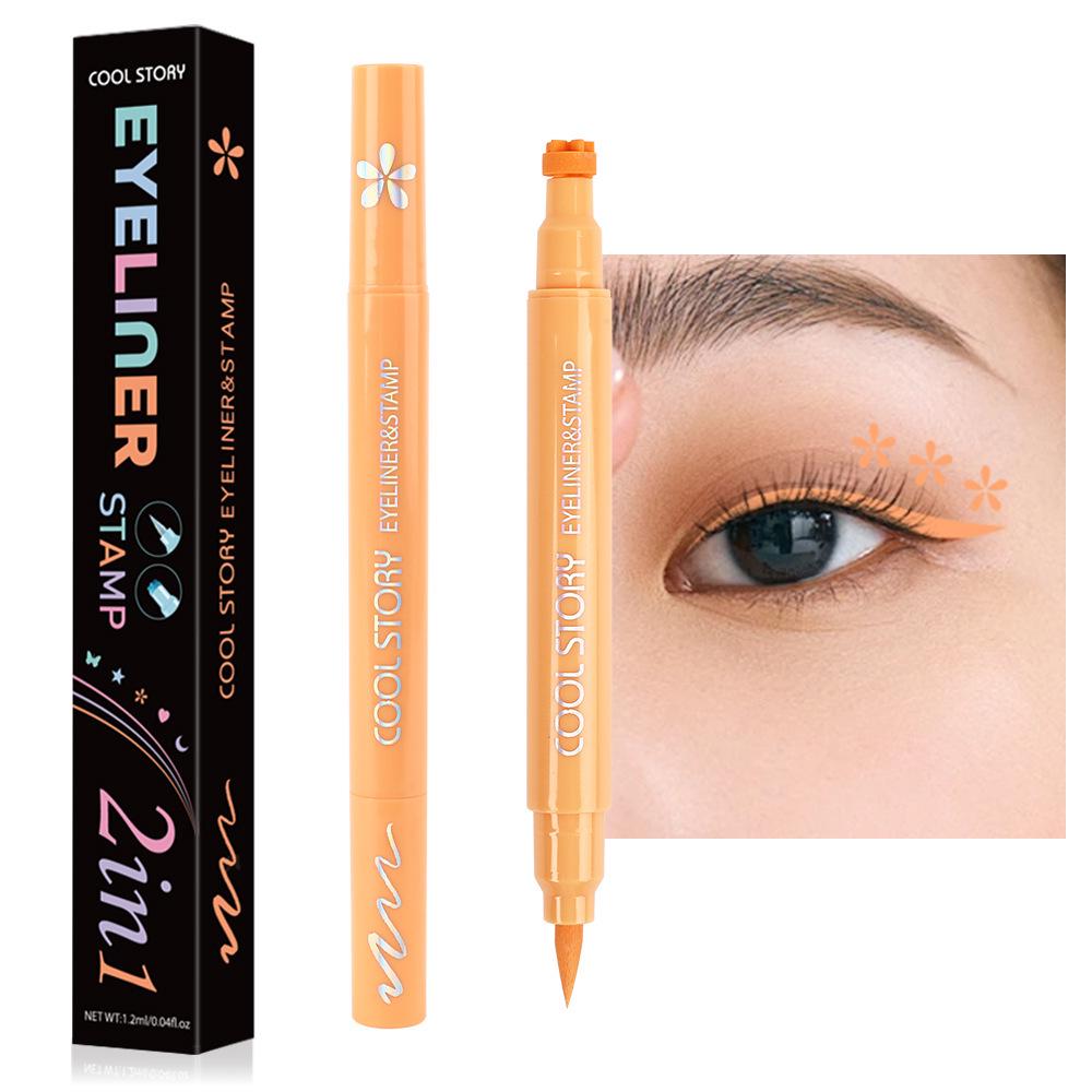 Dual-Ended Matte Eyeliner: 2-in-1 Liquid Pen with Stamp Dot, Long-Lasting, Quick-Dry, Waterproof, Smudge-Proof