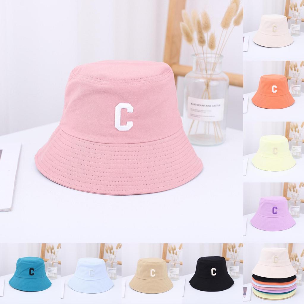 Lovers Summer Spring Sunscreen Fisherman Hat Solid Color C Letter Literary Hat