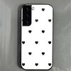Black Heart Pattern Phone Case for Samsung Galaxy S22+ S22 S21 FE S21+ Acrylic Back TPU Bumper Shockproof Protective Cover, Minimalist Korean Style