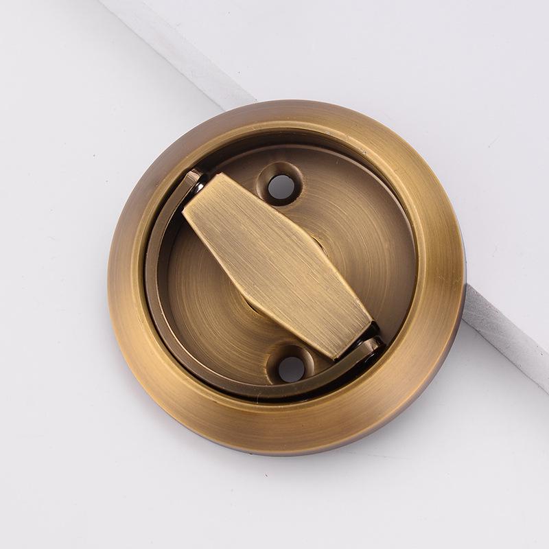 Stainless Steel Invisible Door Lock with Pull Ring, Single/Double-Sided Mounted Round Handle.