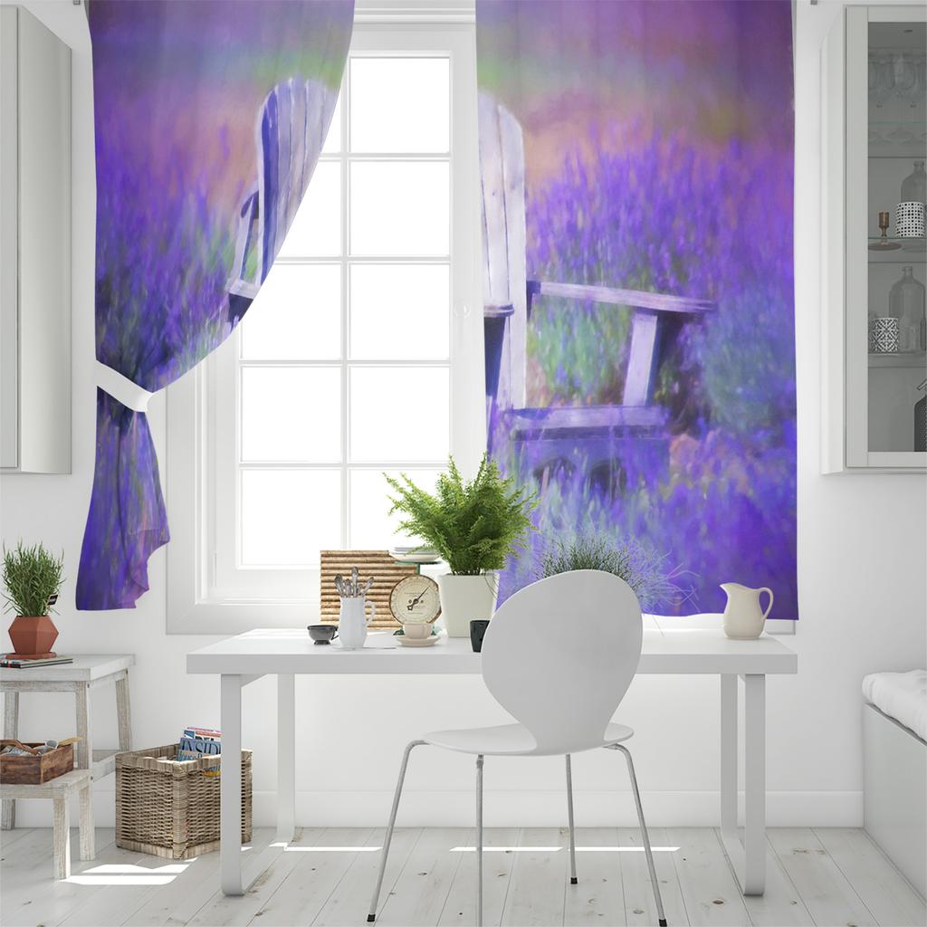 Μωβ Λεβάντα Λουλούδια Πεδίο Καρέκλα Κουρτίνες Παραθύρου Κουρτίνες Κουζίνας Πάνελ Διακόσμησης Σπιτιού Κουρτίνες για Σαλόνι Κουρτίνες για Υπνοδωμάτιο