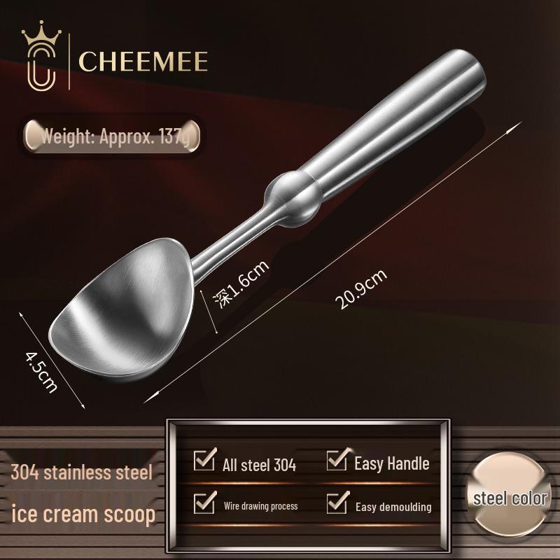 304 Stainless Steel Self-Melting Ice Cream and Watermelon Scoop All-Steel 304 Popsicle Scoop (Hourglass)