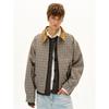 Madwitch Corduroy Lapel Plaid Jacket for Men and Women Vintage Color-Blocking Patchwork Silhouette Plaid Coat Ins